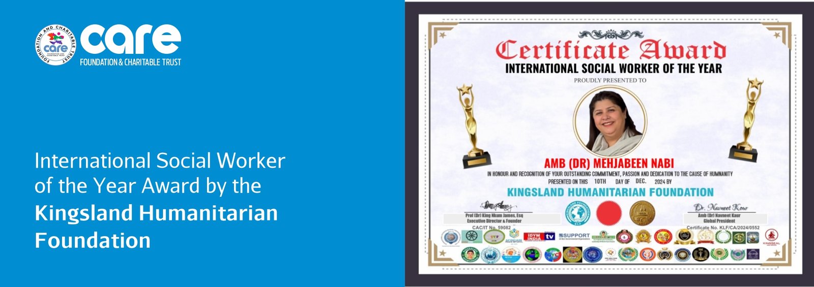 Dr. Mehjabeen Nabi Honored with the International Social Worker of the Year Award